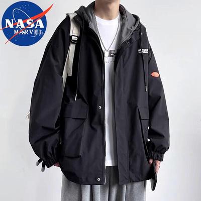 NASA MARVEL Men's Hooded Layered Casual Jacket