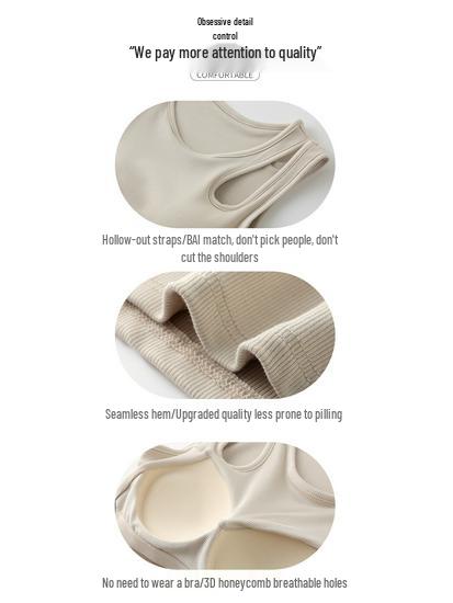 White Hollowed Camisole for Women – Summer Short Top with Built-In Bra, Exposed Navel, Sexy Innerwear