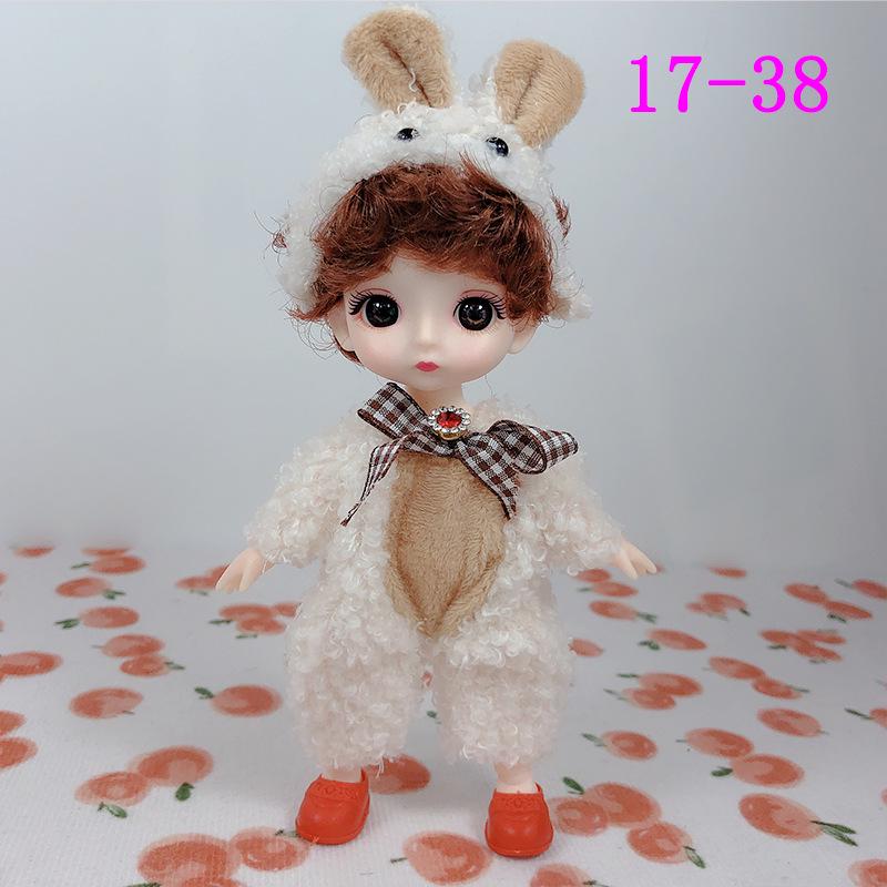 17cm 8-Point BJD Princess Doll with Denim Wedding Dress - 6-Inch Dress-Up Toy Set with Tops and Shorts