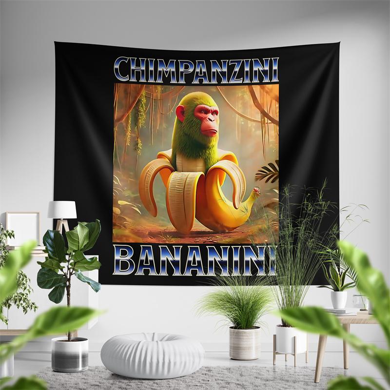

Aertemisi Chimpanzini Bananini Italian Brainrot Tapestry Wall Hanging Art for Bedroom Living Room Decor Party Backdrop 74x94cm(29x37in)