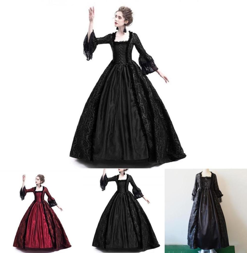 Luxurious Womens Medieval Marie Antoinette Dress With Long Sleeves Victorian Style