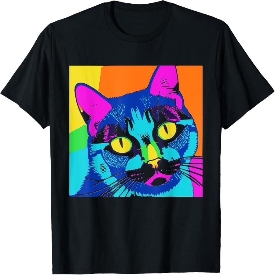 Abstract Cat Pop Art Graffiti T-Shirt for Men Women Kids S