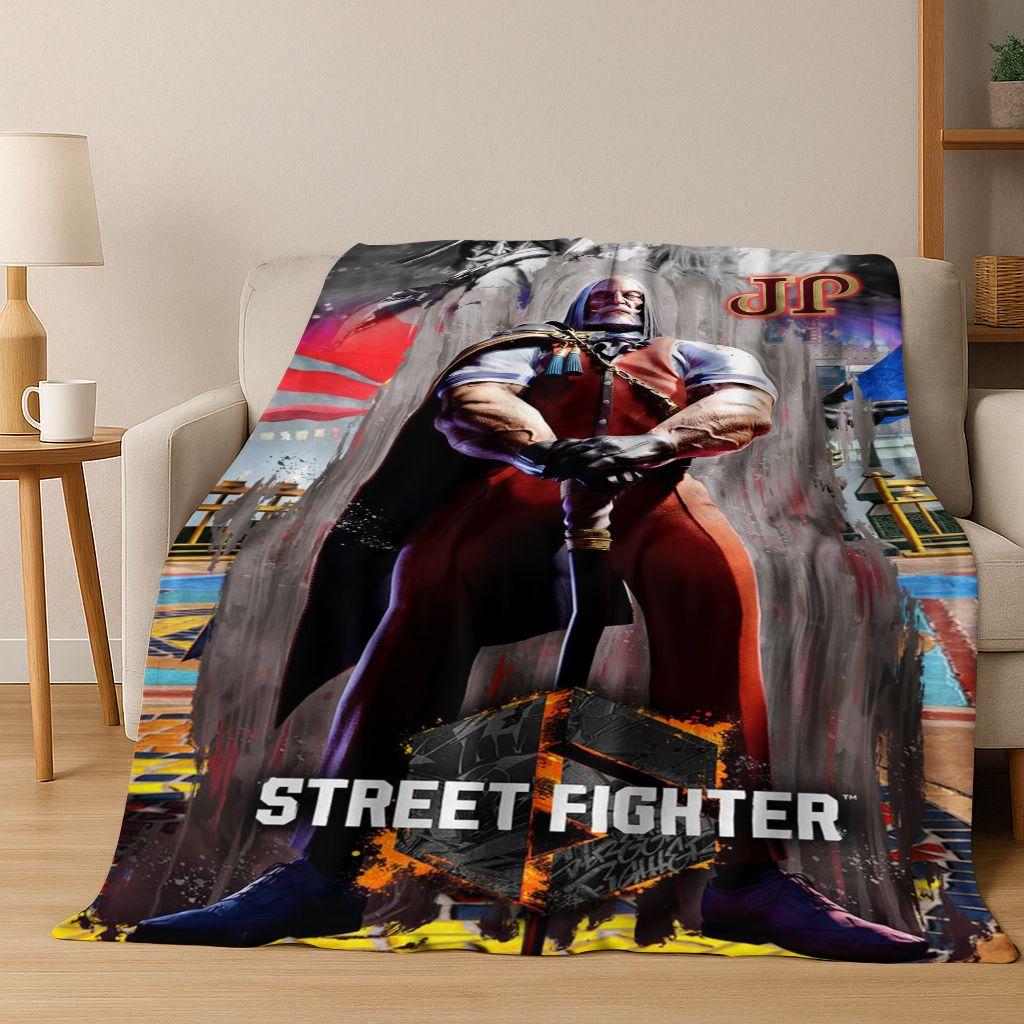 Retro Street Fighter 6 Characters Game Chun-Li Art Flannel Blanket,Cozy Soft Throw Blanket for Home Bedroom Bed Sofa Cover Kids