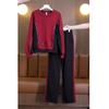 Casual Sports Suit Autumn and Winter Fashion Contrasting Color Round Neck Sweatshirt Wide Leg Pants Two-piece Set