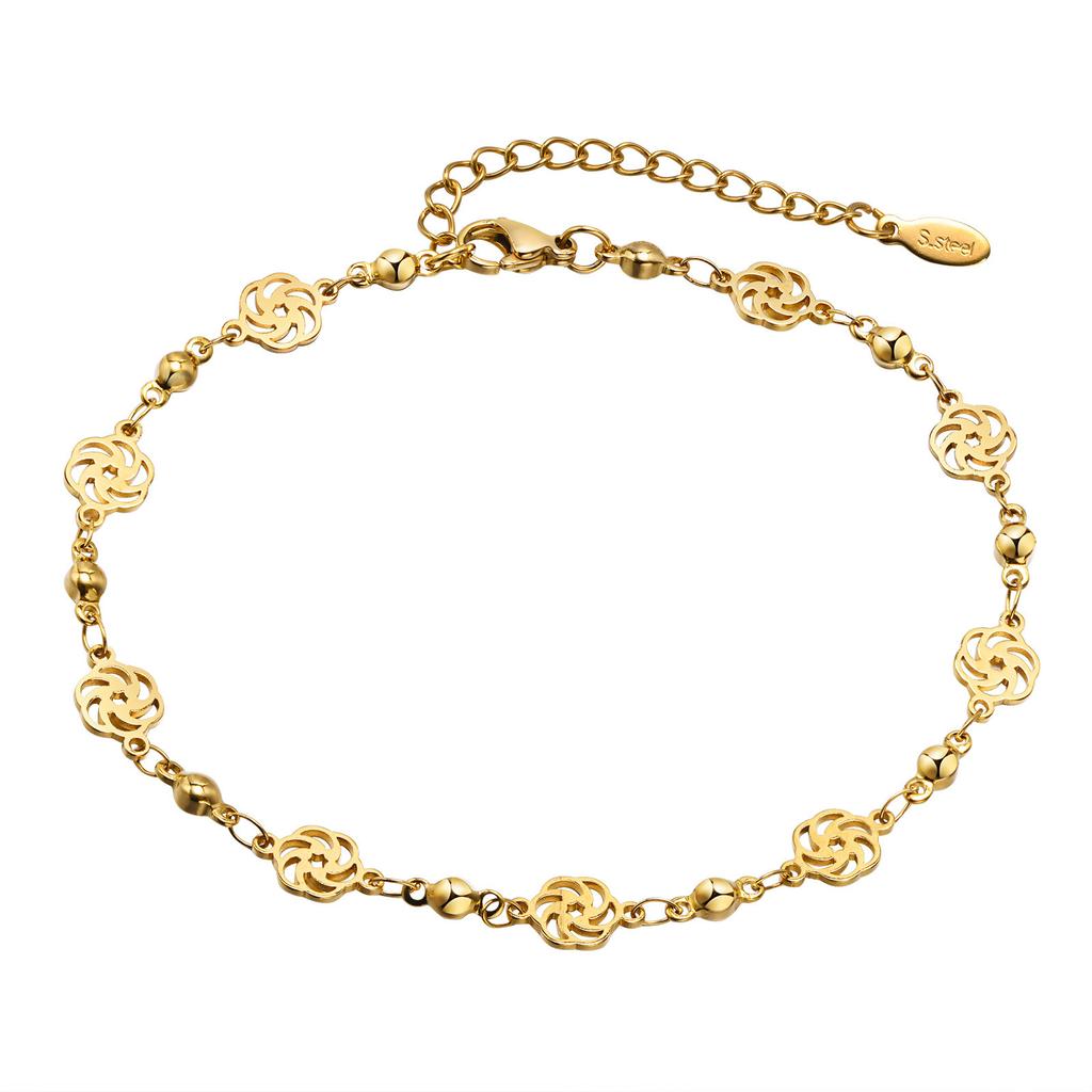 Adjustable Satellite Beaded Anklet Bracelets for Women ,Stainless Steel Summer Beach Foot Chain Stainless Steel Waterproof