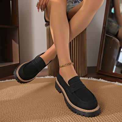 Spring and Autumn Loafers Casual Matte British-style Women's Shoes with Thick Heels and Thick Soles Retro Women's Shoes