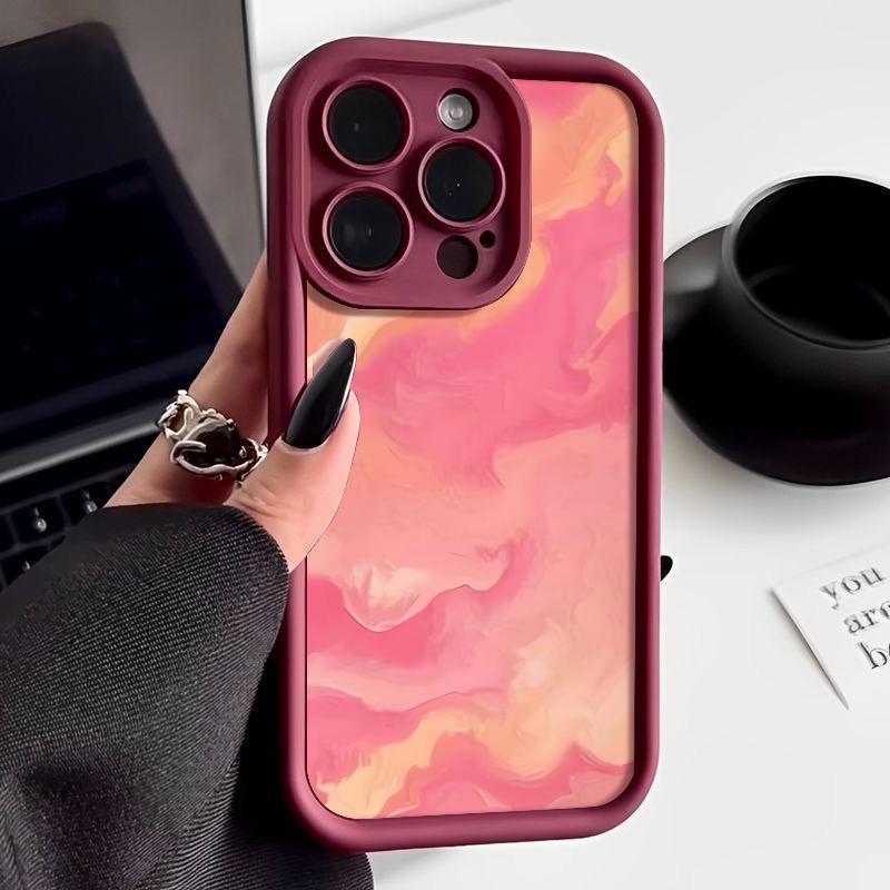 Für iPhone 16 15 Pro Max 14 Plus 13 12 Pro 11 XS XR 8 7 Hülle Marmor Wellenstreifen Stoßfeste Linsenschutz Weiche Telefonhülle