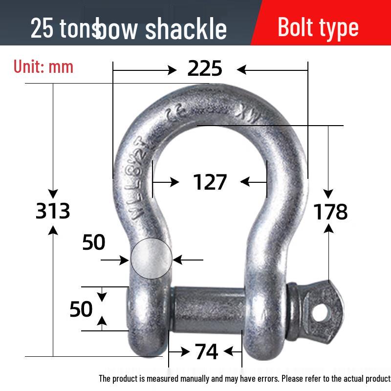 Heavy-Duty 25-Ton Bow Bolt Shackle