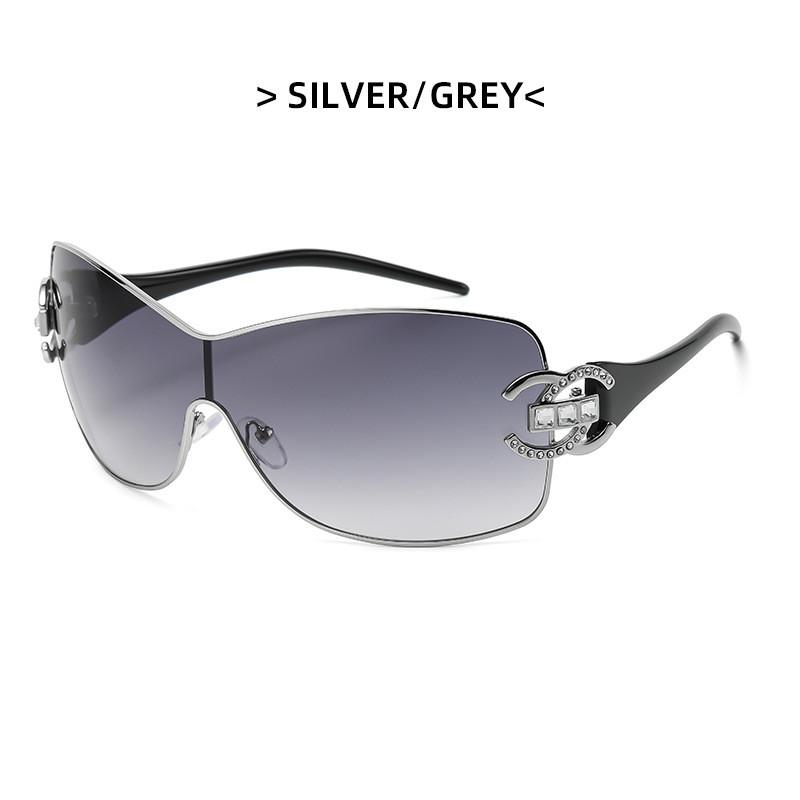 

Модные женские солнцезащитные очки с металлической отделкой, с полной оправой, УФ-защитой, для путешествий и вечеринок Gray