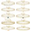 Stainless Steel Bead Chain Bracelet Set with 18K Gold Double Layer, Featuring Double Hole Round Disc Charms.