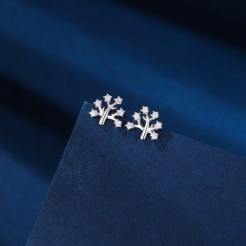 Wishing Tree Earrings for Women, Fashionable and Personalized Simple Branches with Diamonds and Exquisite Earrings