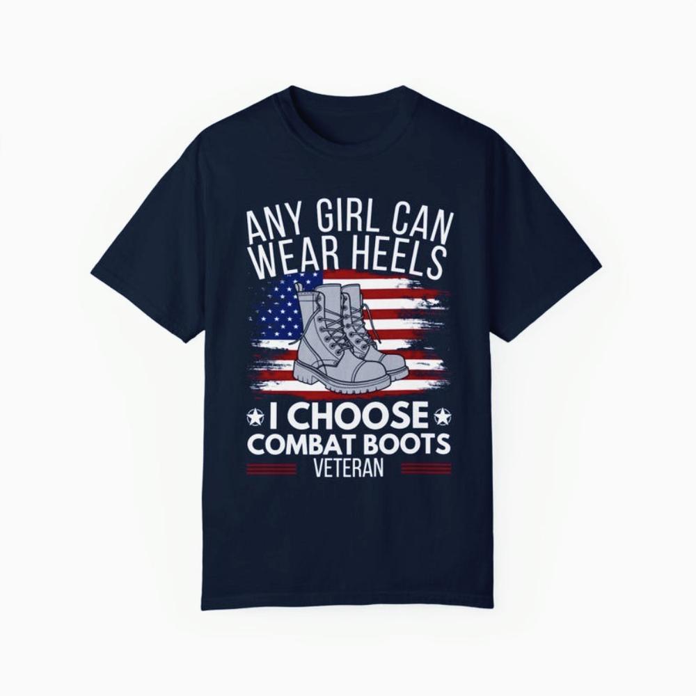 I Choose Combat Boots Female Veteran Shirt US Female Veteran Shirt Patriotic Military Veterans Day Women Clothing Cotton Tops