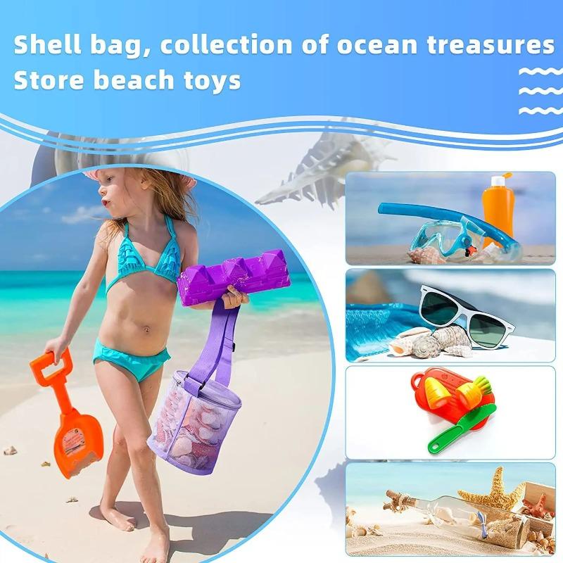 Beach Toys Mesh Beach Bag with Zipper Beach Toys Shell Bag Swimming Pool Bag Youth Swimming Accessories Boys and Girls