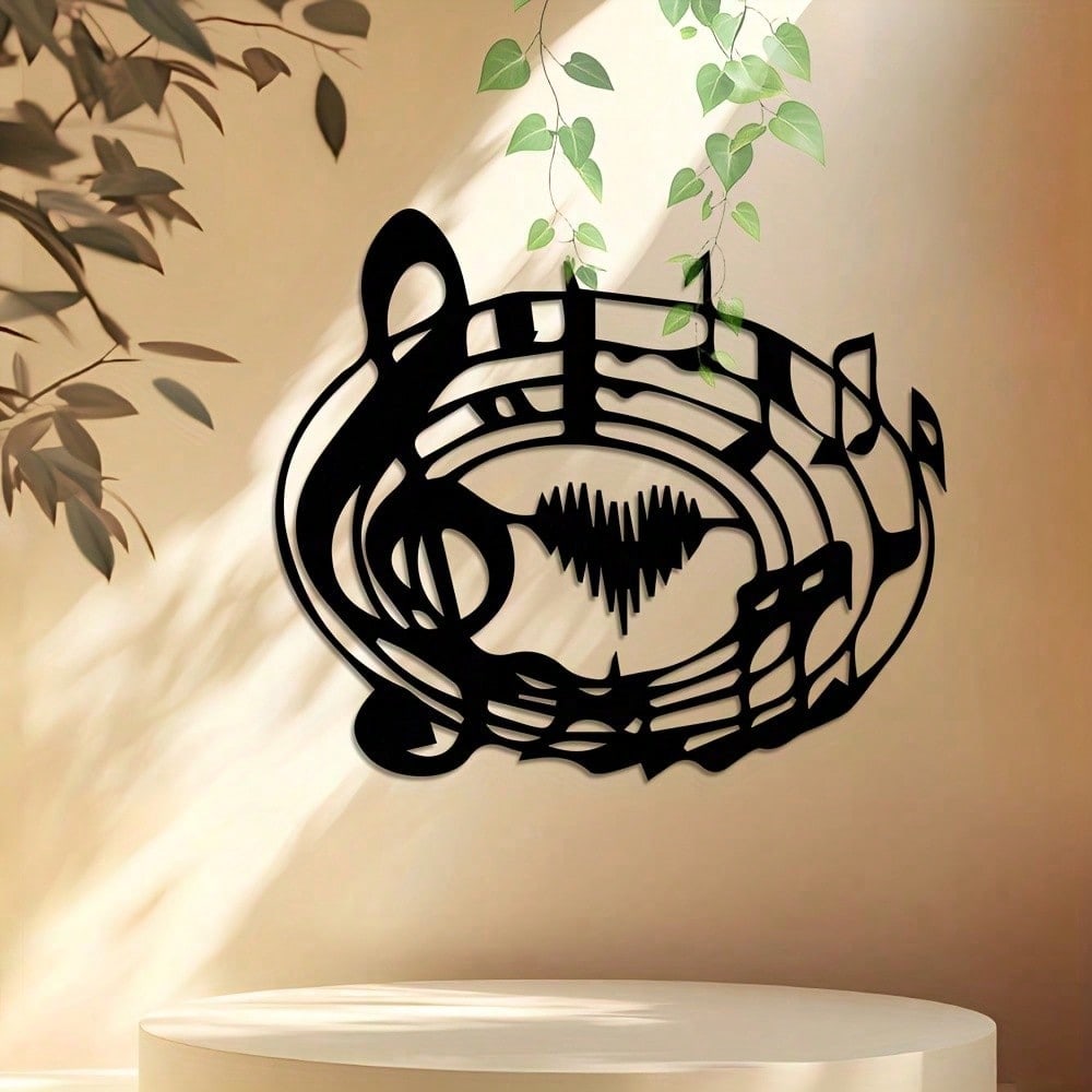 Abstract Tiger Music Notes Metal Wall Art Black Iron Treble Clef Staff Design Indoor Outdoor Decor Gift for Animal Lovers