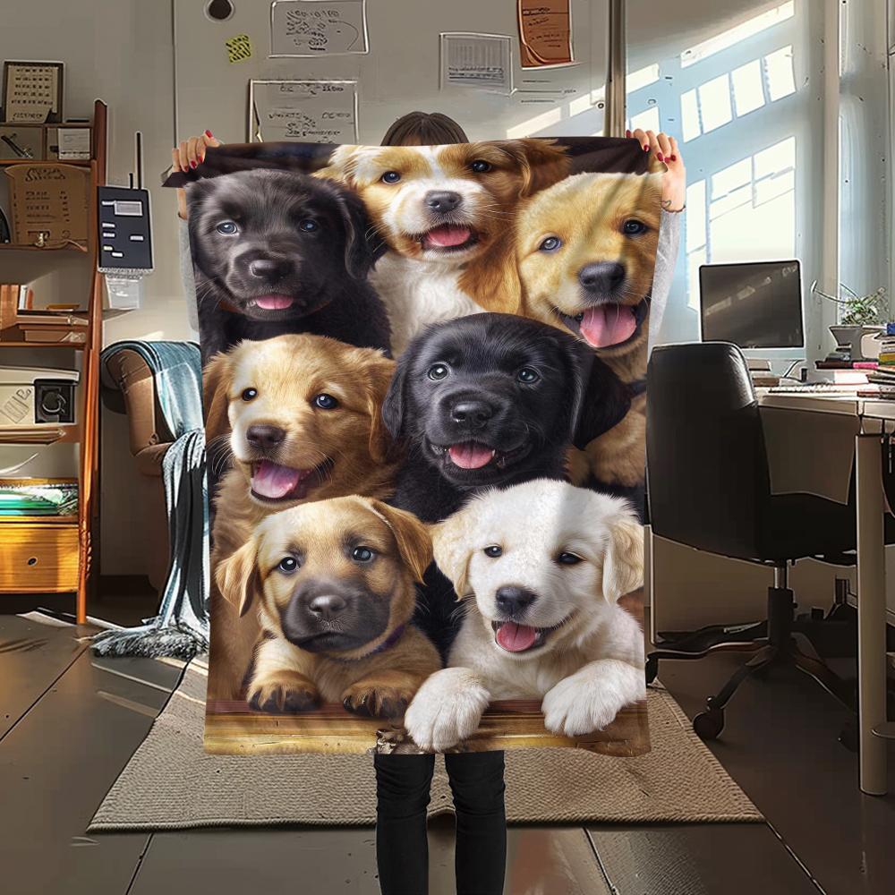 1Pc Border Collie Retriever Print Flannel Blanket, High quality Comfortable for All Seasons, Home Decor, Warmth and Comfort, Perfect for Gifts