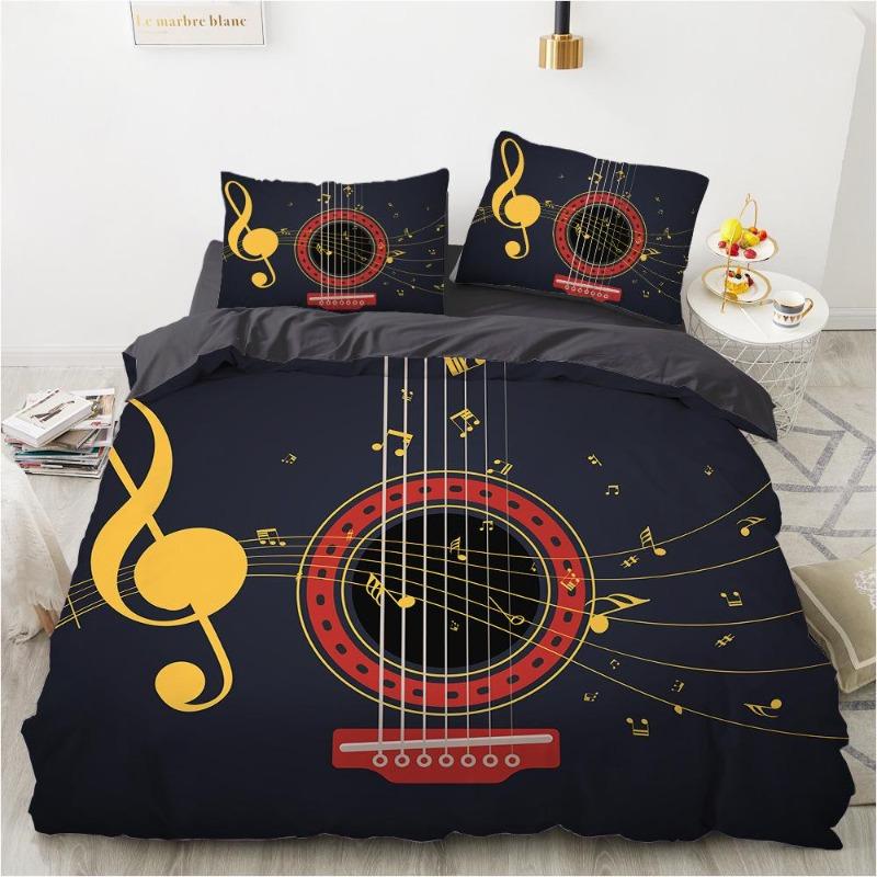 Music Bedding Set 3D Note Down Duvet Cover 2/3 Pieces Single Bed Double Bed Duvet Cover Girl Teens Music Enthusiast Room Bed Cover Birthday Gift