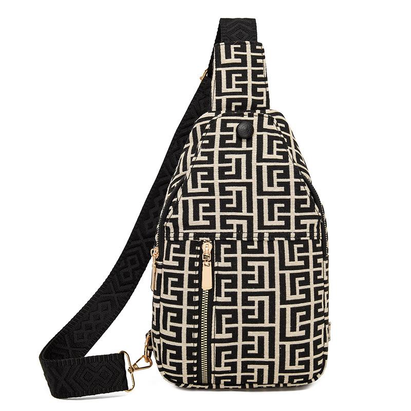 

Жіноча спортивна сумка кросбоді з принтом, легка плечова сумка, дорожня нагрудна сумка для активного відпочинку бежевий/чорний