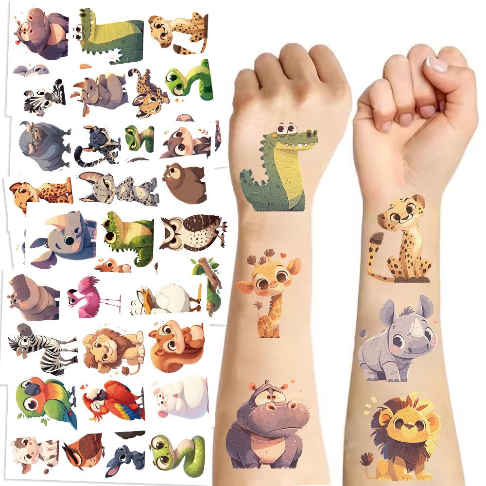 New Cartoon Colorful Animal Tattoo Stickers Waterproof Party Gift Funny Face Stickers