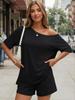 2026 Summer European & American Women's 2-Piece Casual One-Shoulder Top and Shorts Set