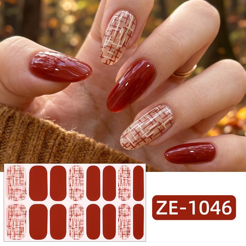 New Maple Leaf Pink Hot Stamped Gold Nail Stickers 3D Ombre Grass Fresh Style Nail Stickers