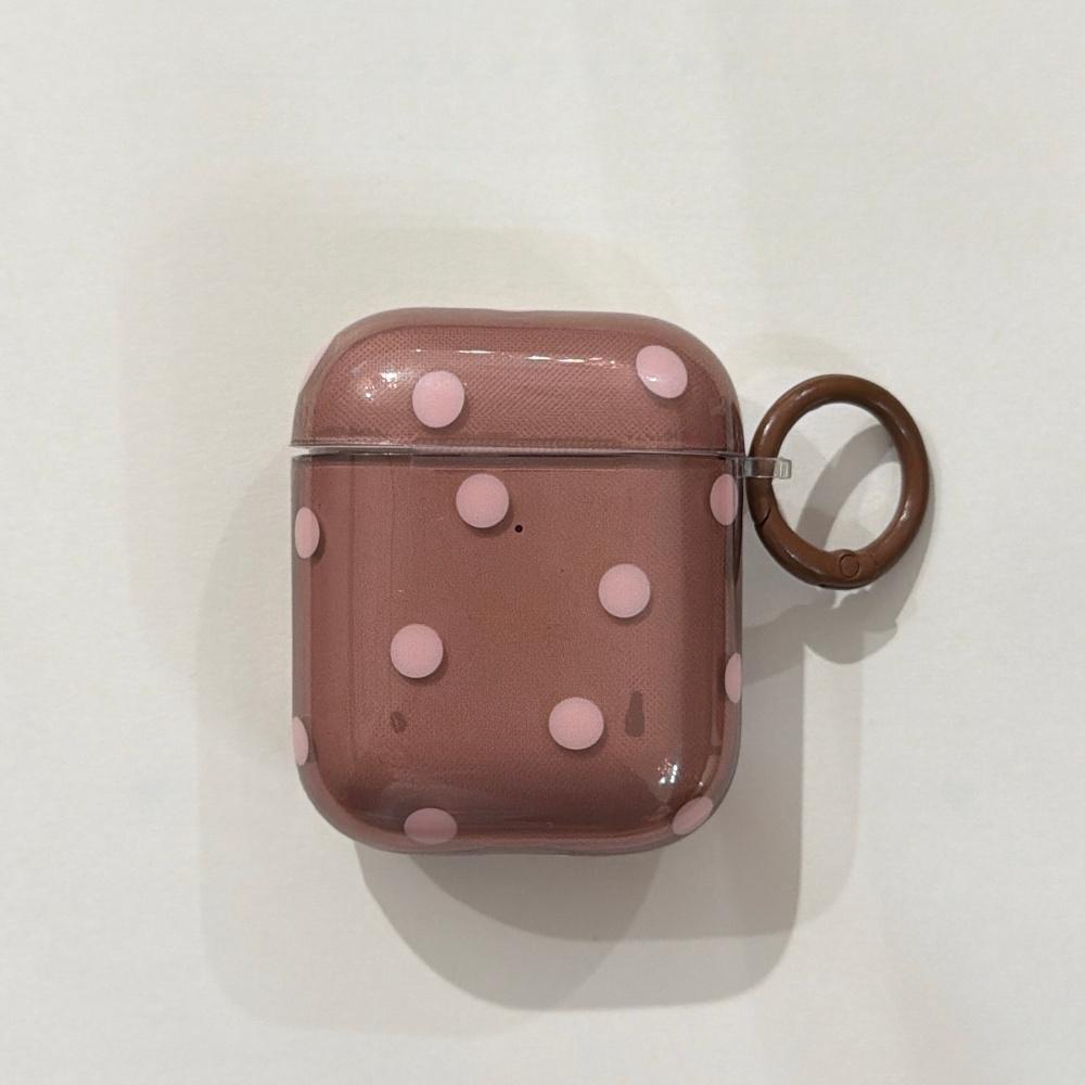 Niche semi-transparent pink brown polka dots are suitable for airpodspro 1st generation 2nd generation 3rd generation 4th generation bluetooth headset