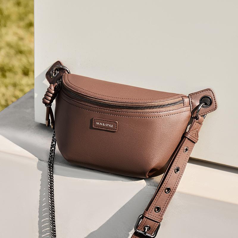 

Женская сумка через плечо, нагрудная сумка из чистой кожи, поясная сумка из натуральной кожи 612341068 23.5CM*8CM*14.5CM темно-коричневого