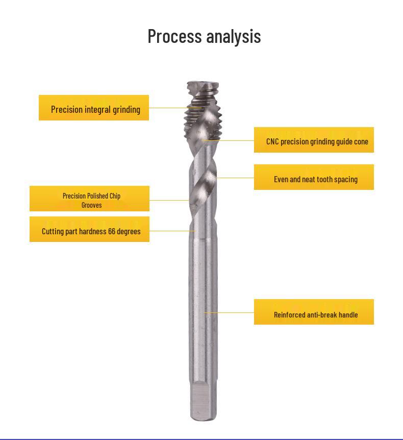 Premium Copper-Aluminum Spiral Thread Tap M2-M12 - Short Flute Machine Tap