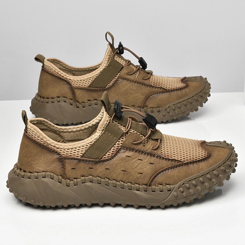 Fashion Plus Size Handmade Outdoor Casual Shoes Breathable Mesh Fabric Soft Bottom Summer Mesh Surface Climbing Shoes Rubber Sole