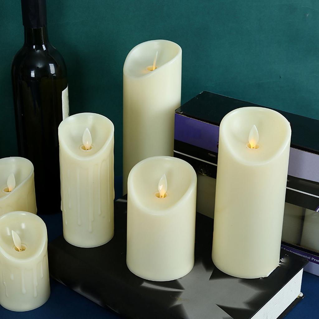 LED Flickering Flameless Candles with Remote Realistic Battery Operated Electronic Flickering LED Pillar Candles for Home Decor 7.5cm