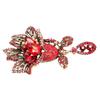 Flower Brooch Pin Women Retro Elegant Exquisite Alloy Red Rhinestone Brooch for Wedding Banquet Party