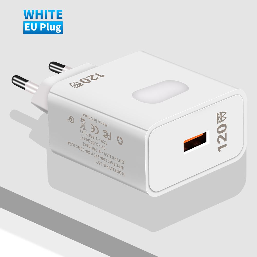 120W GaN Charger Quick Charge3.0 Fast Charging Wall Power Adapter for Samsung iPad Xiaomi iPhone Cell Phone Chargers EU/US Plug
