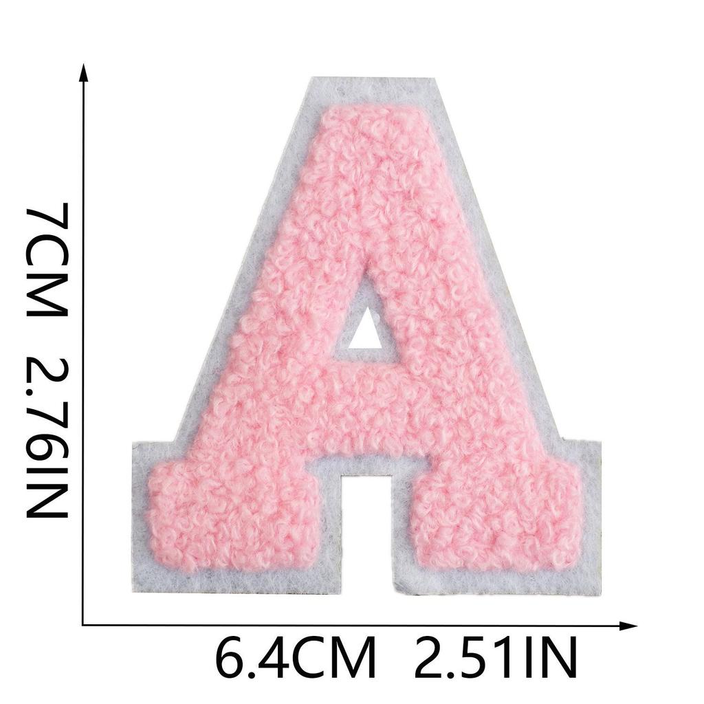 Roaring Sky A-Z Pink Chenille Embroidery Patch: 7cm Iron-on Sticker for Bags