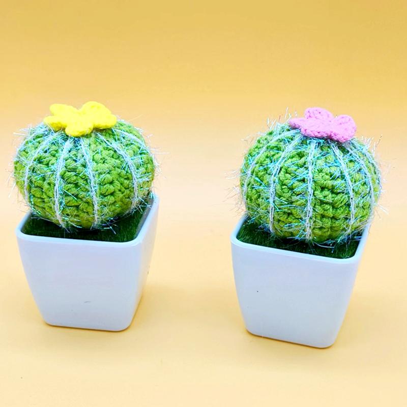 1PC Kreative Mode Kaktus Topf Hand Gestrickte Desktop Ornament Simulation Bonsai Woven Geschenk