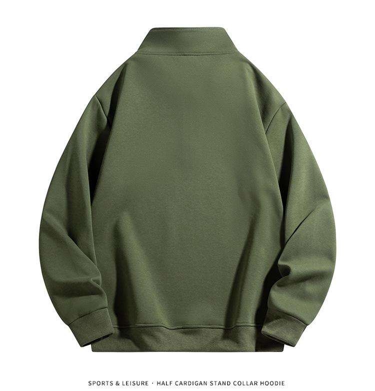 Unisex-Kapuzenpullover mit halbhohem Kragen und Reißverschluss, samtgefüttert, lange Ärmel, lässige, lockere Passform, Basisschicht für Paare im Frühling/Herbst