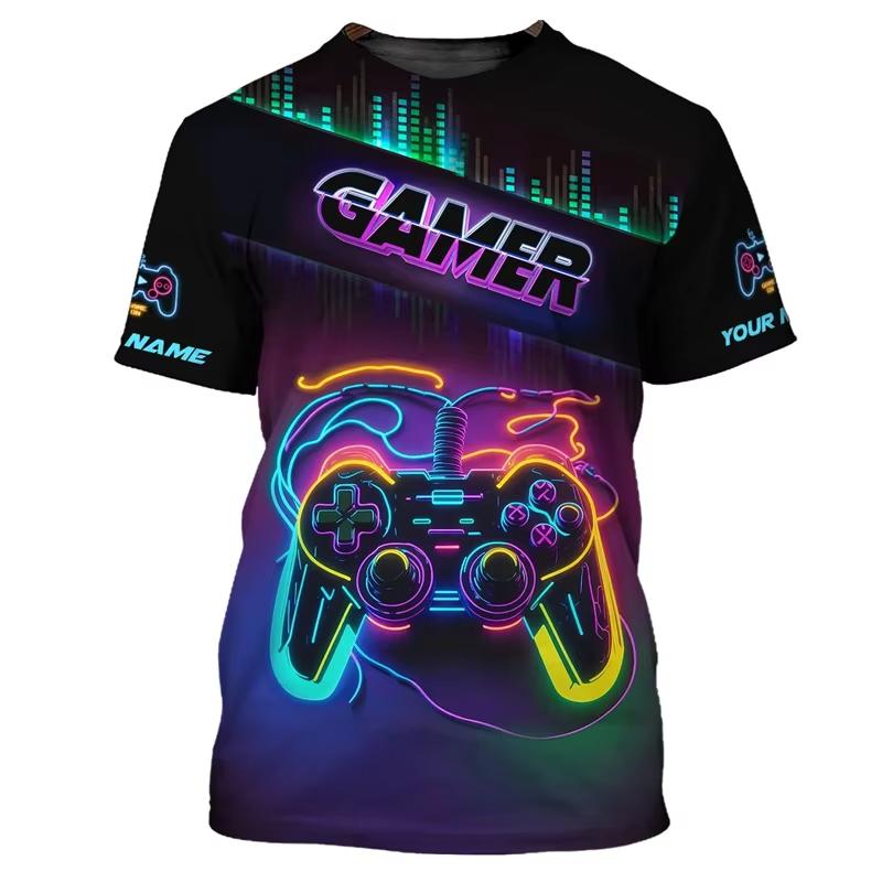 Child Game T Shirt Children Top Shirts Cool Controller Short Sleeve Korean Children's Clothes 2024 Kids Spring Clothes Tops Boys