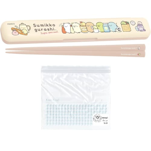 Sumikko Gurashi Chopsticks Set, 18cm, Bento Chopsticks Case, Made in Japan, Dishwasher Safe, San-X Lunch Market 2 Set (Chopsticks Set, Freezer Bag)