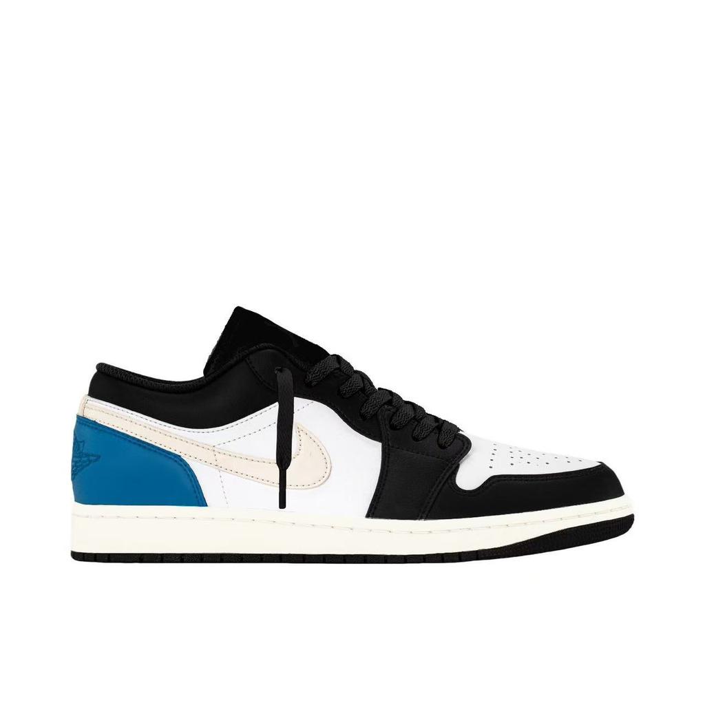 Jordan Air Jordan 1 Abrasion Resistant Low Top Vintage Basketball Shoes Men's Black White Blue 553558-081(Team173-)