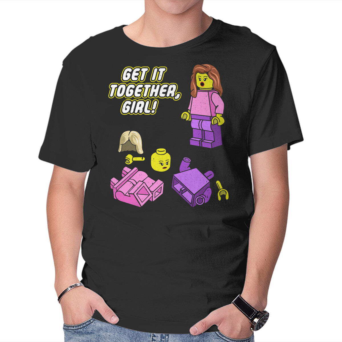 Unisex Crew Neck T-Shirt Get It Together Girl Graphic Short Sleeve Casual Tee XS