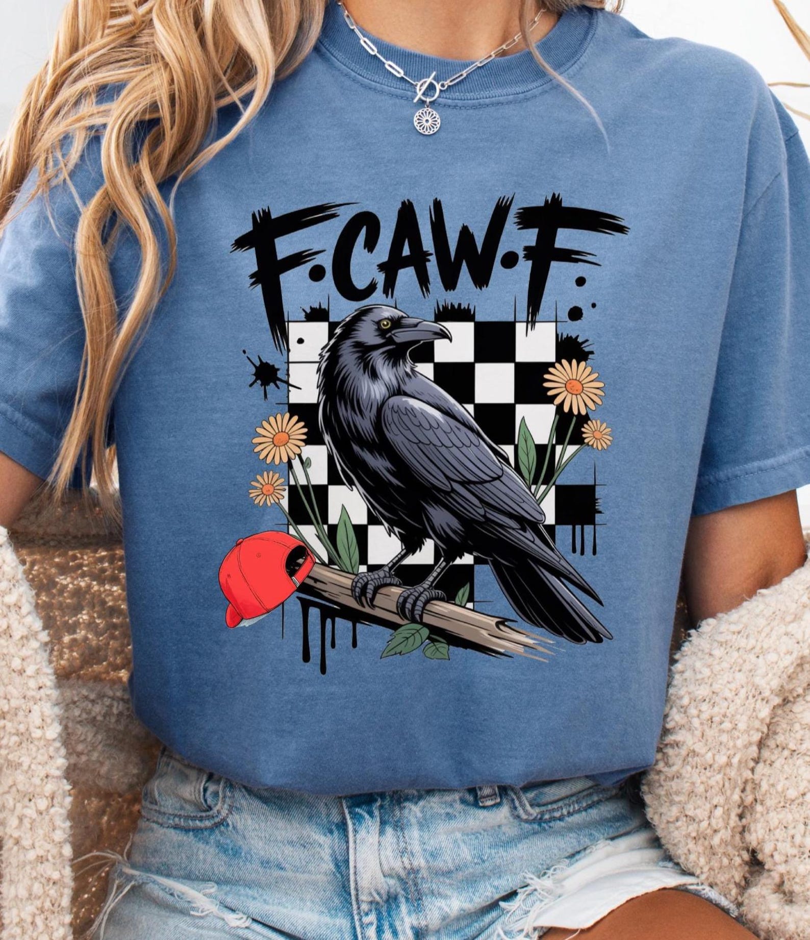 Anti-Trump Tshirt: Comfort Colors Political Tee, F Caw F, Funny Crow Raven Anti-Maga Shirt 2XL