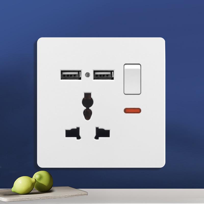 British 13A Multi-Hole Switch & Socket Panel with Type-C Fast Charge for Hong Kong & Macao