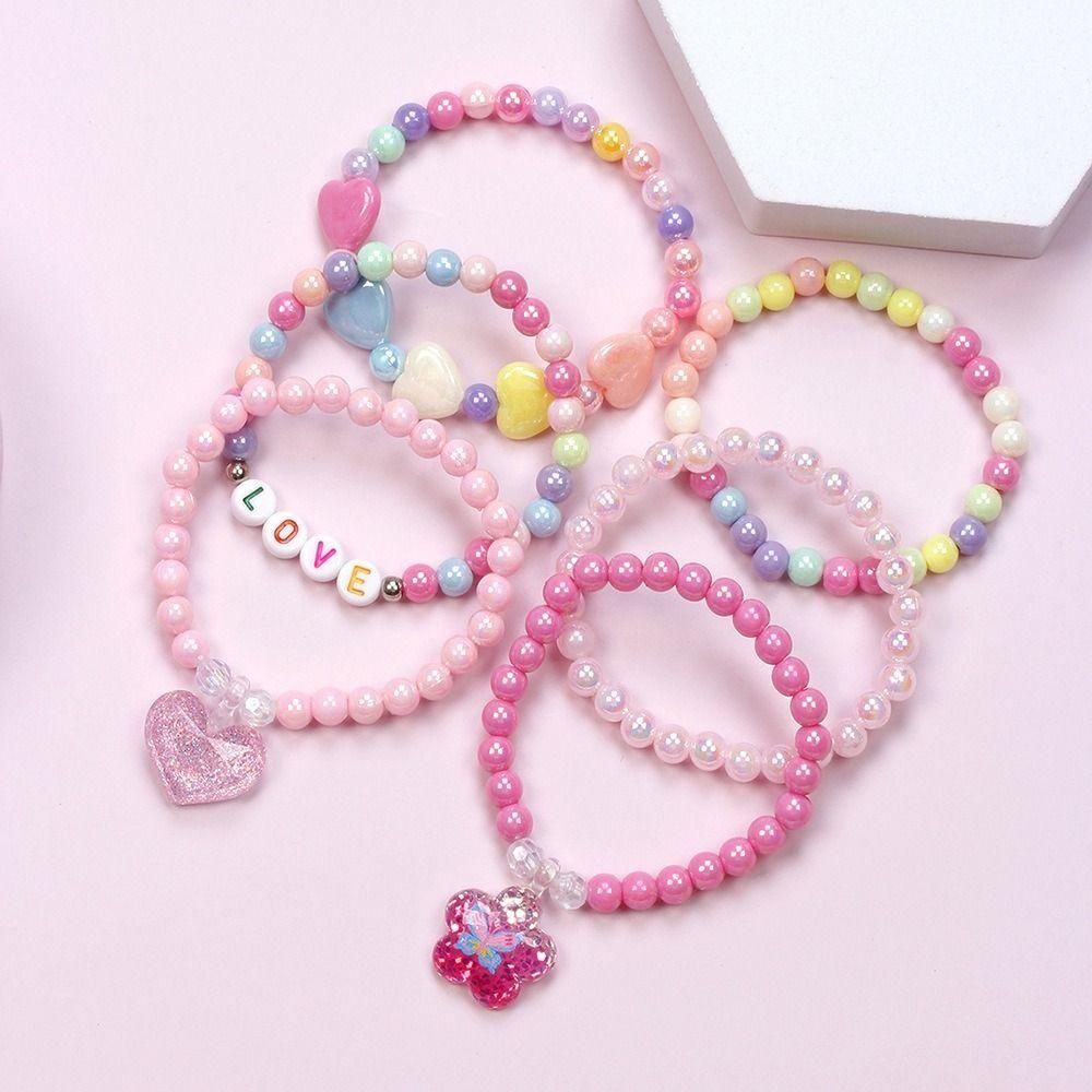 6PCS Colorful Acrylic Beaded Bracelet Rainbow Children's jewelry bracelet Colorful bracelet set