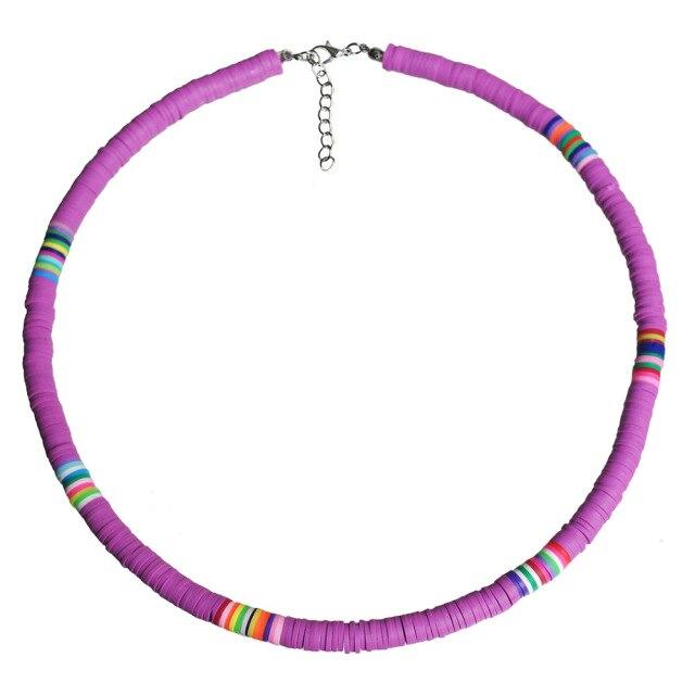 4/6mm Polymer Clay Necklace For Women Soft Pottery Boho Choker Necklaces Colorful Surfer Beads Collar  Bohemian Jewelry