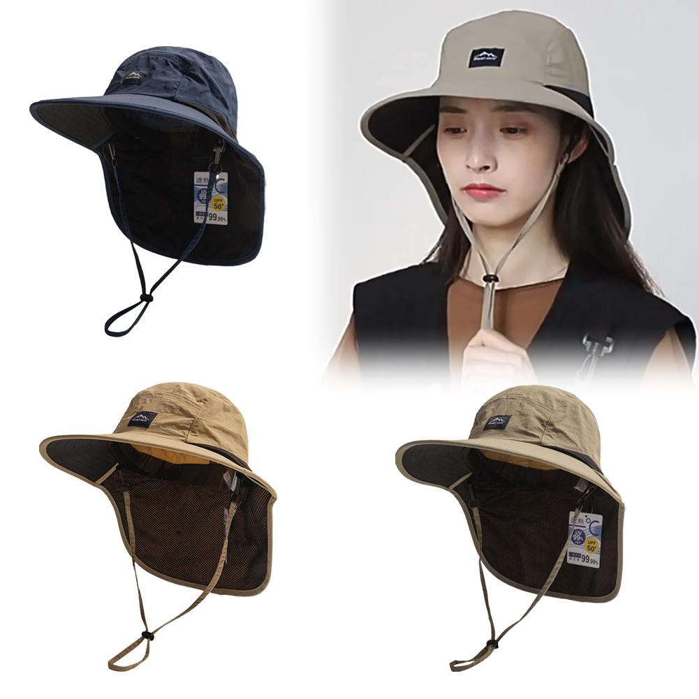Unisex Summer Wide Brim Waterproof And Quick-Drying Panama Caps Outdoor Visor Bucket Hats Mesh Breathable Sun Hat With Neck Flap