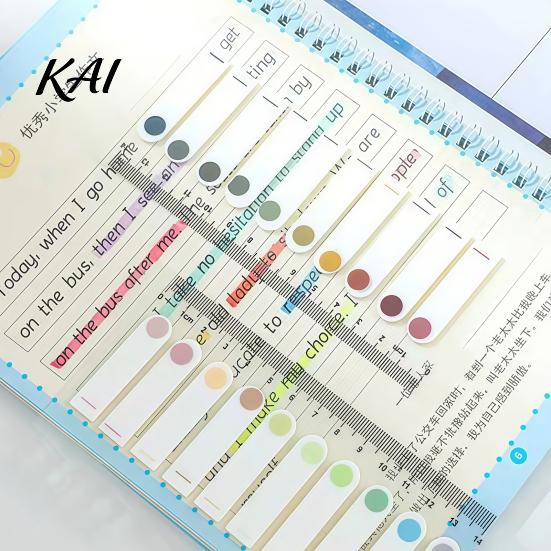 Morandi Color Page Markers Index Sticker Tabs with Built-in Scale Ruler, Transparent Stickers for Notebooks PET Markers, Compact Writable Book Labels