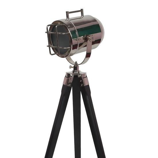 93.98 Cm Black Wooden Tripod Nickel Spotlight Industrial Nautical Searchlight for Home, Office, Livingroom, Bedroom, Diningroom Decor