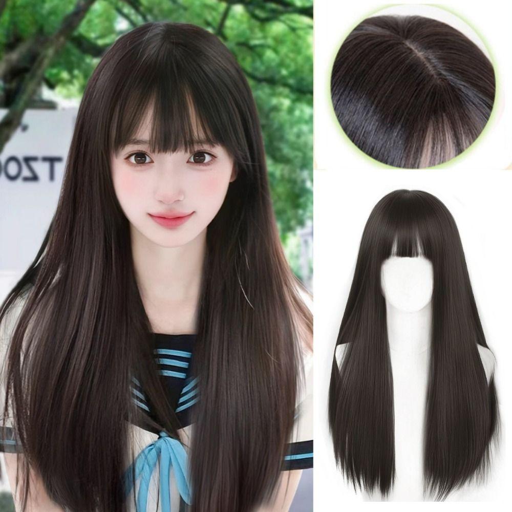 Halloween Women Layered Wigs Realistic Lolita Cosplay Wigs Sweet Long Straight Hair Wigs  Summer