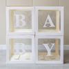 Baby Boxes with Letters for Baby Shower Wedding Birthday Party Decoration 4pcs/set Clear Box Set for Kid Boys Girls Gift