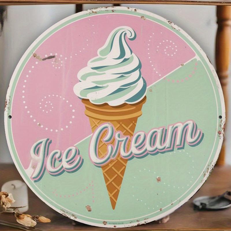 High Definition Custom Metal Wall Art Print Vintage Ice Cream Cone Pastel Wall Decor for Living Room Bedroom