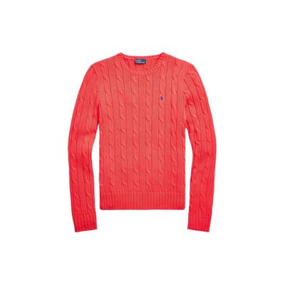 Maglione da donna Polo Ralph Lauren SS24 Tinta unita Slim Fit Maglia a trecce Girocollo Maniche lunghe Maglione Bright-Hibiscus WMPOSWENC020890-600