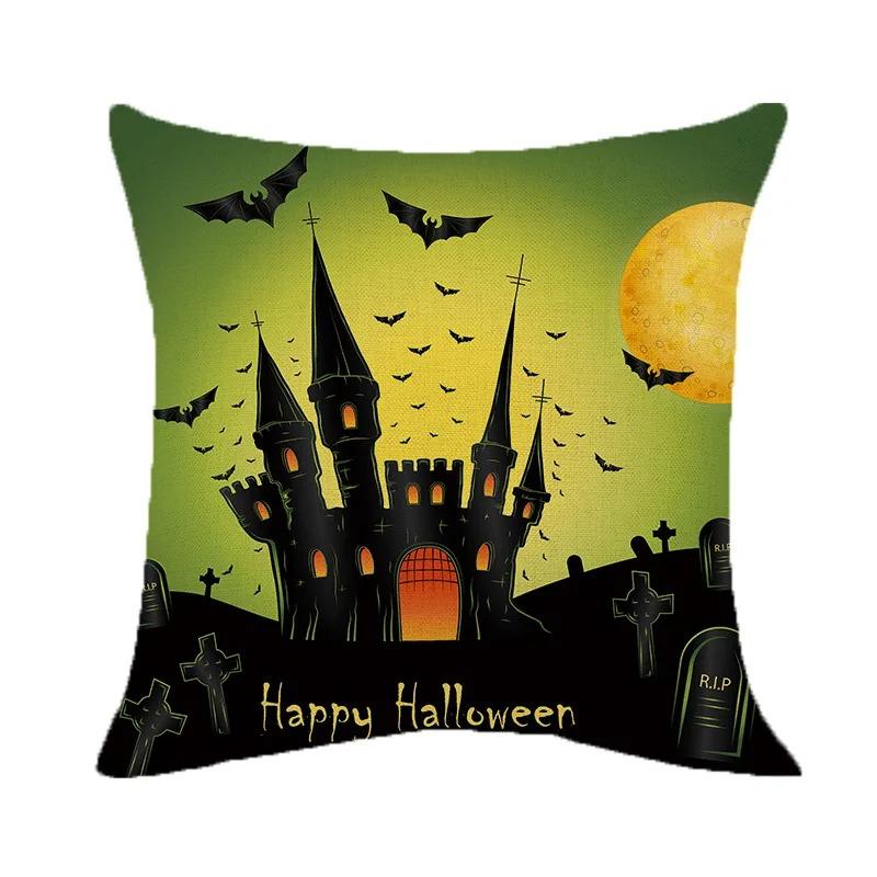 Halloween Theme Pillow Cover Car Office Living Room Sofa Halloween Pumpkin Lantern Decoration Pillow Cover